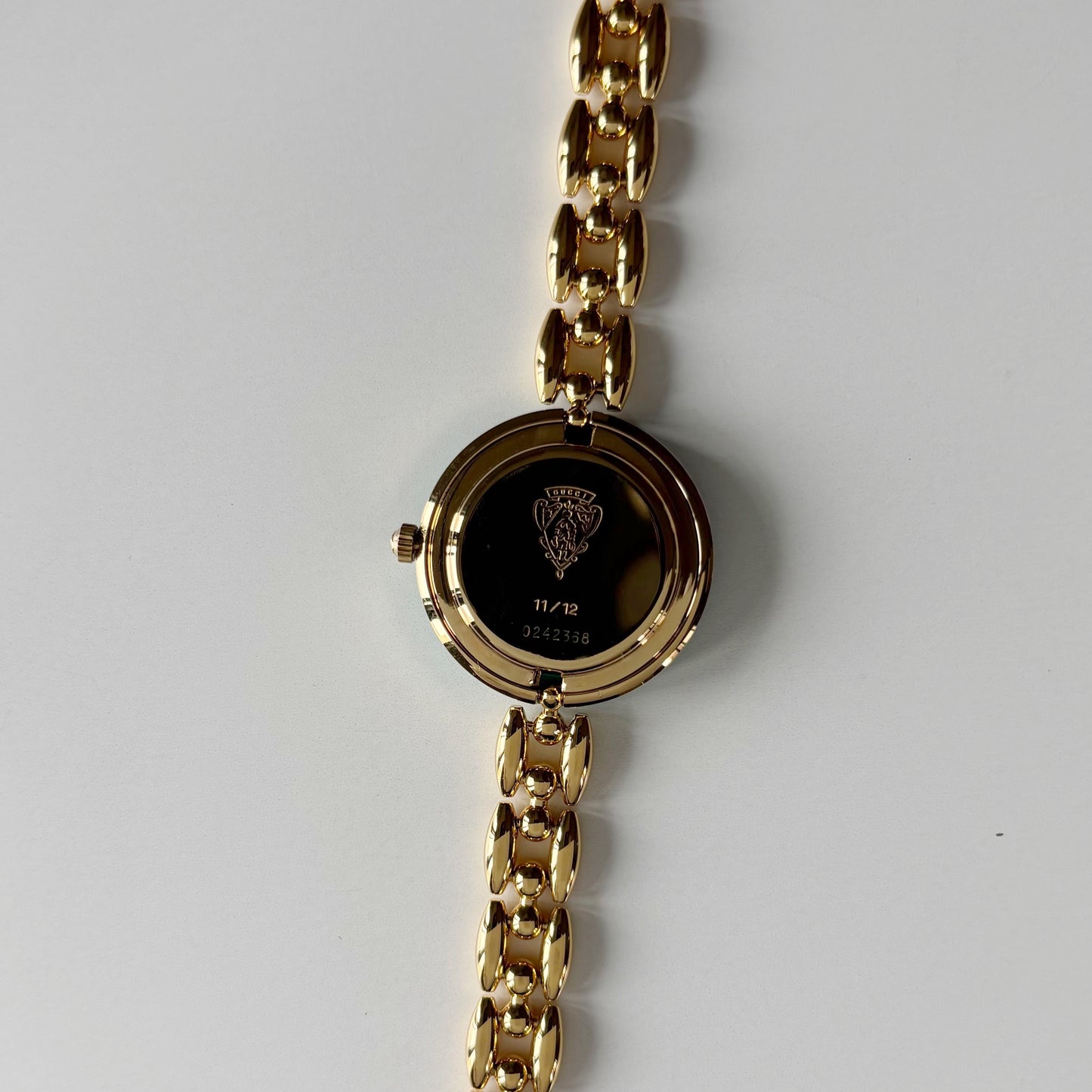 Gucci 1990s Interchangeable Bezel Gold Plated Rice Chain Watch with 6 bezels, case (165mm)