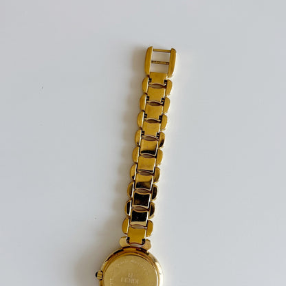 Fendi 1990s Seashell Dial Gold Plated Watch