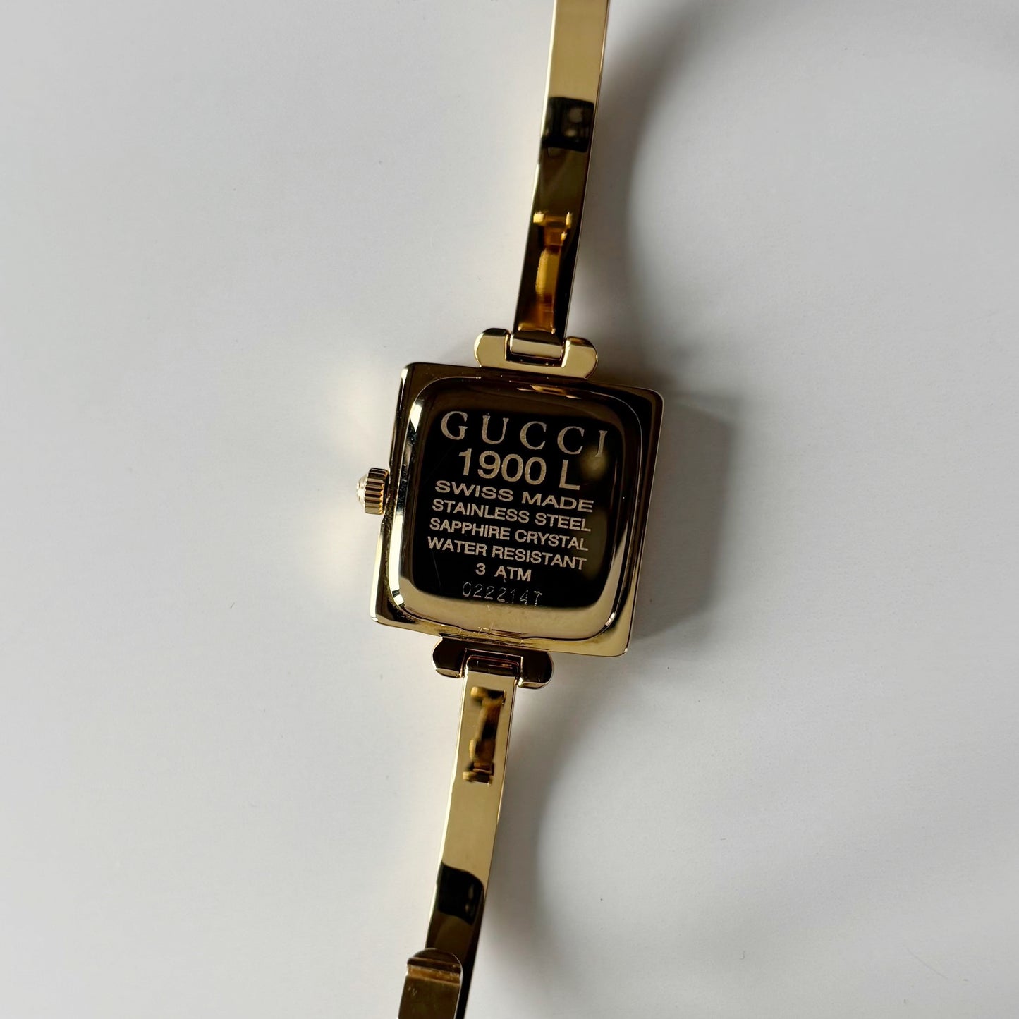 Gucci 1990s Square Dial Gold Plated Bangle Watch (Small)