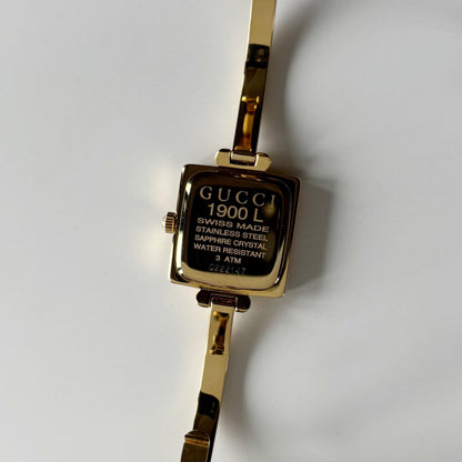 Gucci 1990s Square Dial Gold Plated Bangle Watch (Small)