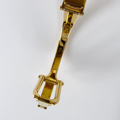 Gucci 1990s Black Dial Rectangular Gold Plated Bangle Watch