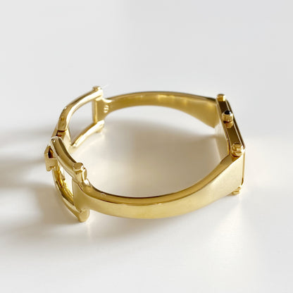 Gucci 1990s Gold Dial Gold Plated Bangle Watch (Small)