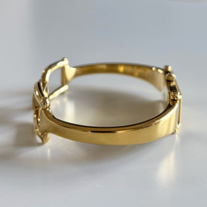 Gucci 1980s Rectangular Gold Dial Gold Plated Bangle Watch