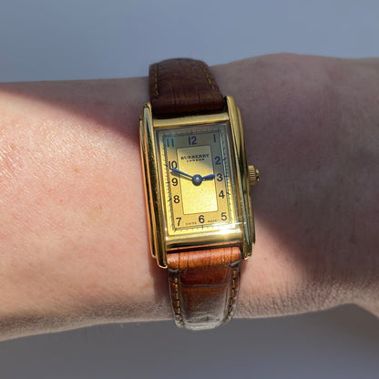 Burberry 1990s Gold Plated Tank Watch