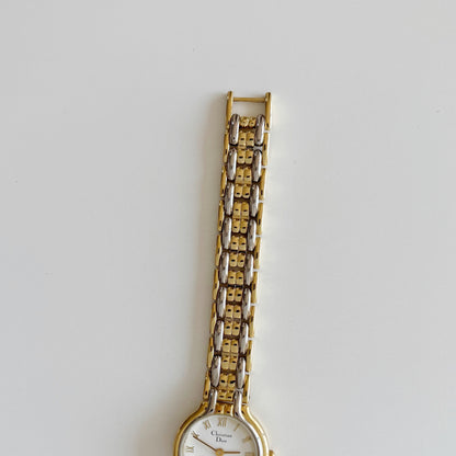 Dior 1990s Round Dial Two Tone Watch