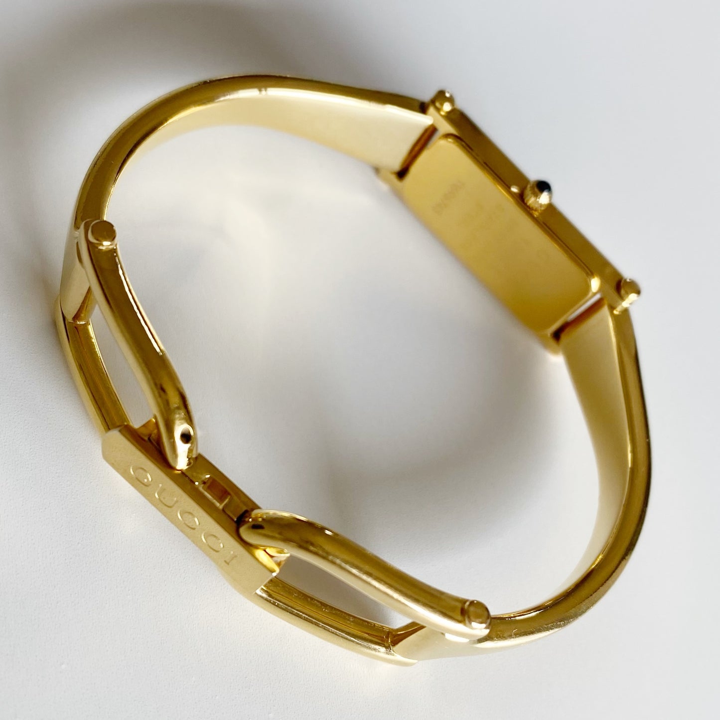 Gucci 1990s Seashell Dial Gold Plated Bangle Watch
