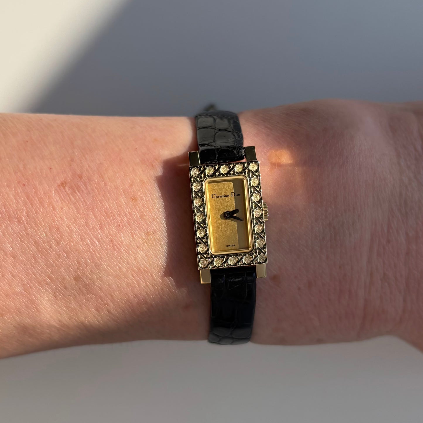 Dior 1990s La Parisienne  18K Solid Gold Case Tank Watch