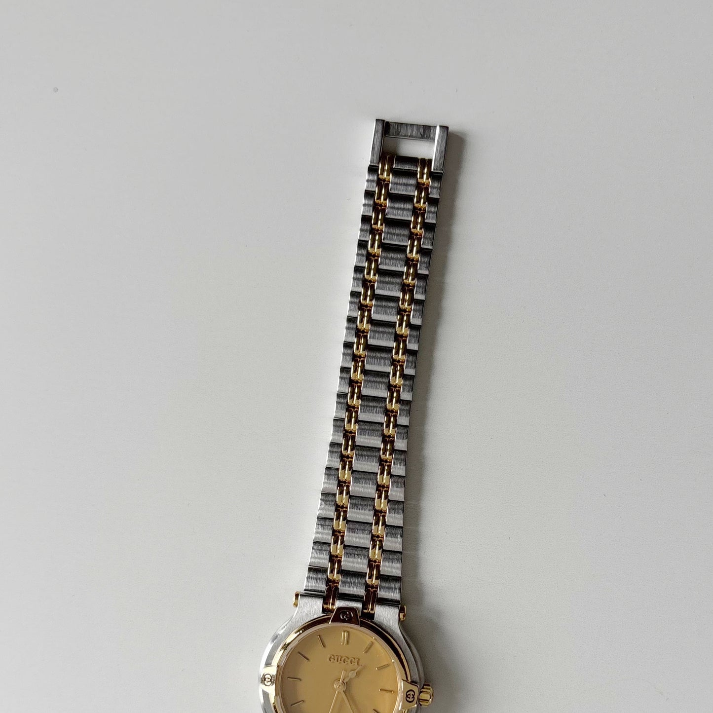 Gucci 1990s Round Dial Two Tone Gold Plated Watch
