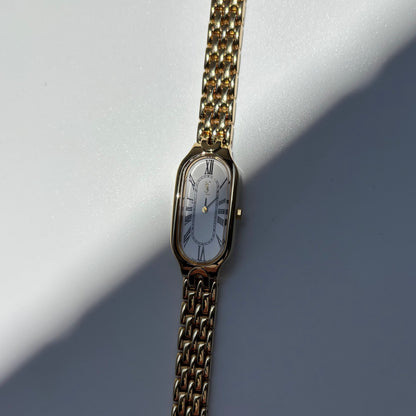 Yves Saint Laurent 1990s Oval Dial Gold Plated Watch