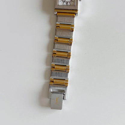Yves Saint Laurent 1990s Square Dial Two Tone Watch