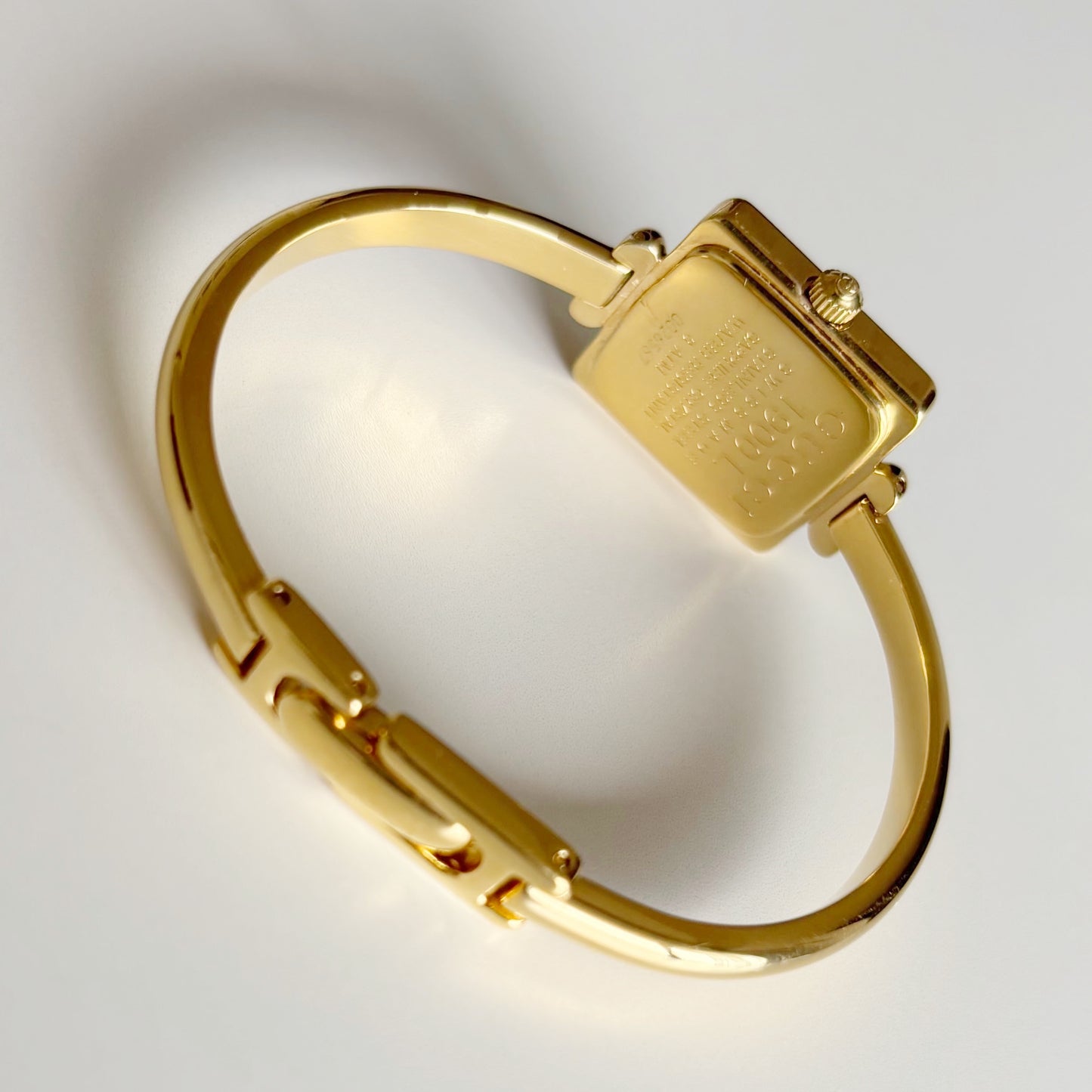 Gucci 1990s Square Dial Gold Plated Bangle Watch (Small)