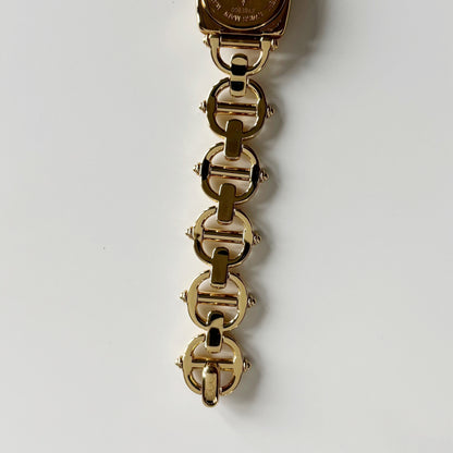 Gucci 1990s Seashell Dial Gold Plated Horsebit Watch