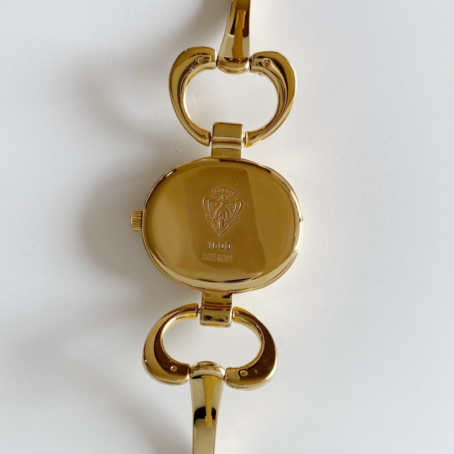 Gucci 1990s Black Dial Gold Plated Bangle Watch