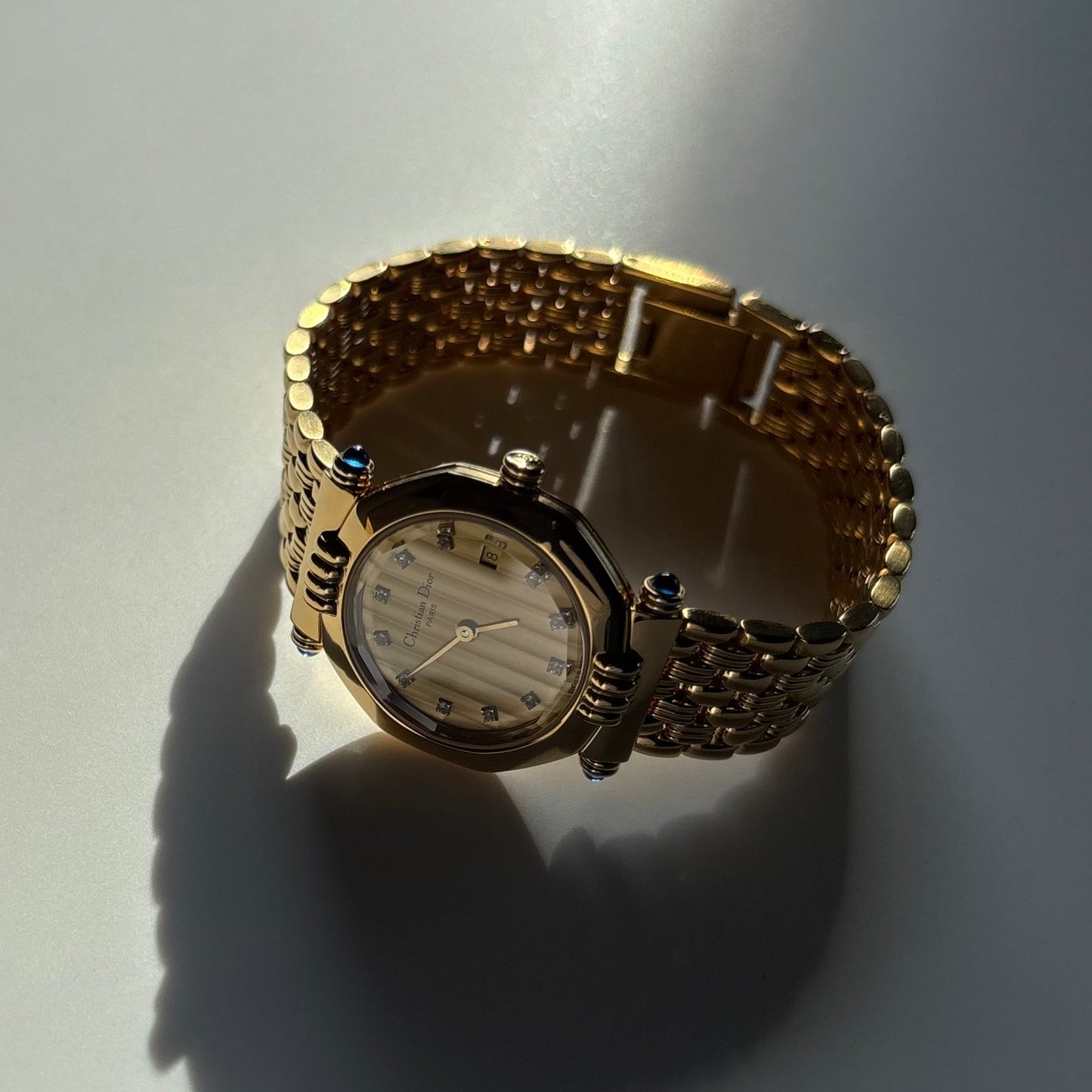 Dior 1990s Octagon Dial Gold Plated Watch
