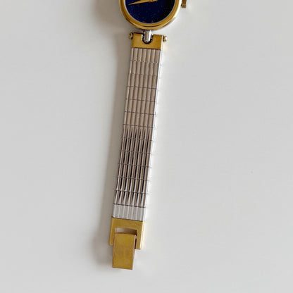 Dior 1990s Navy Round Dial Two Tone Watch