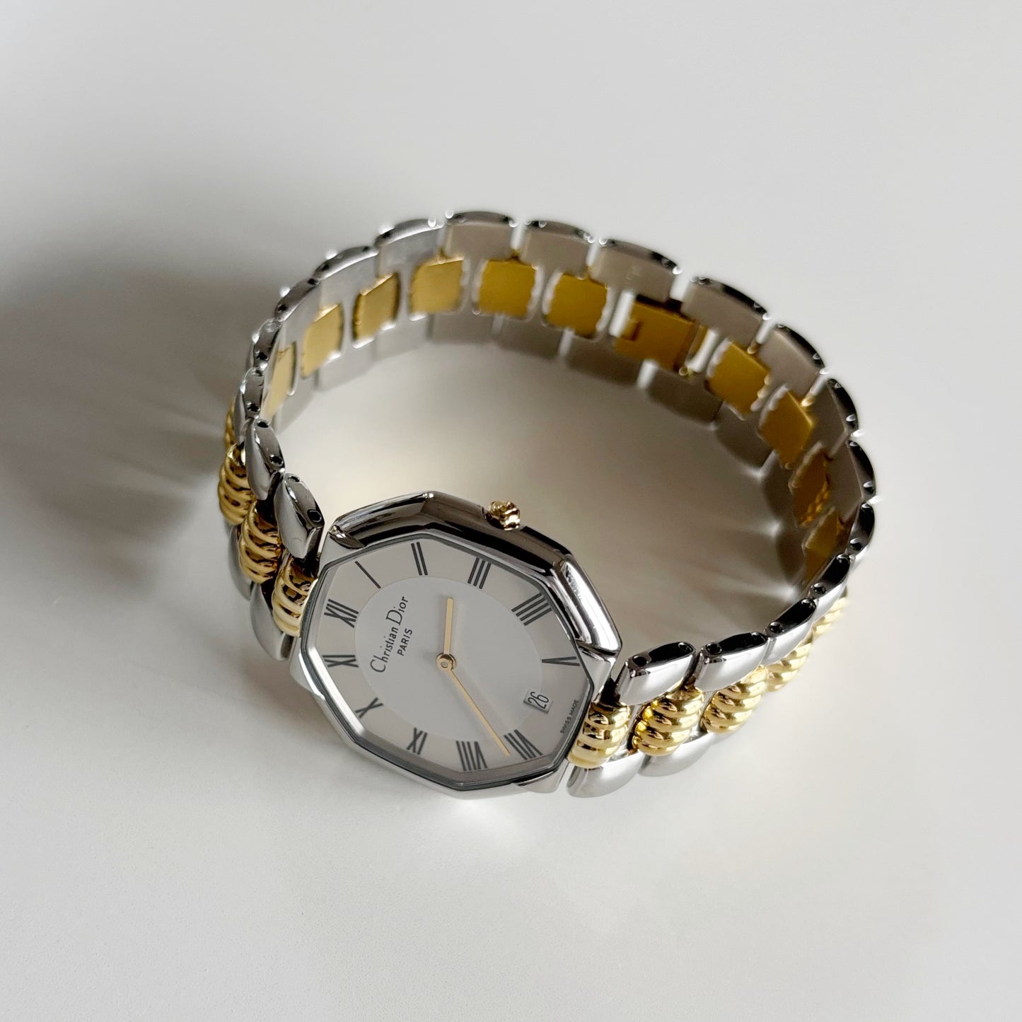 Dior 1990s Date Octagon Two Tone Watch (Large)