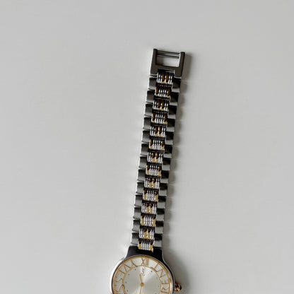 Yves Saint Laurent 1990s Round Dial Two Tone Gold Plated Watch