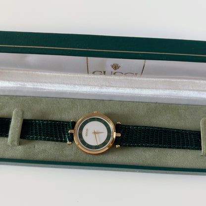 Gucci 1990s Round Dial Sherry Gold-Plated Watch (Large)