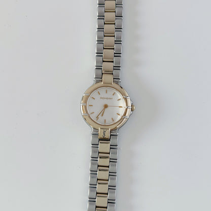 Yves Saint Laurent 1990s Round Dial Two Tone Watch