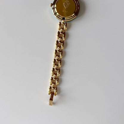 Gucci 1990s Interchangeable Bezel Gold Plated Rice Chain Watch with 6 bezels, case (160mm)