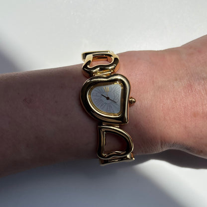 Yves Saint Laurent 1990s Heart Shaped Dial Band Gold Plated Watch (8/1)