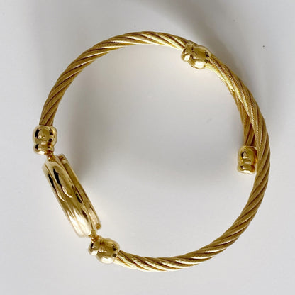 Gucci 1990s Black Dial Gold Plated Bangle Watch