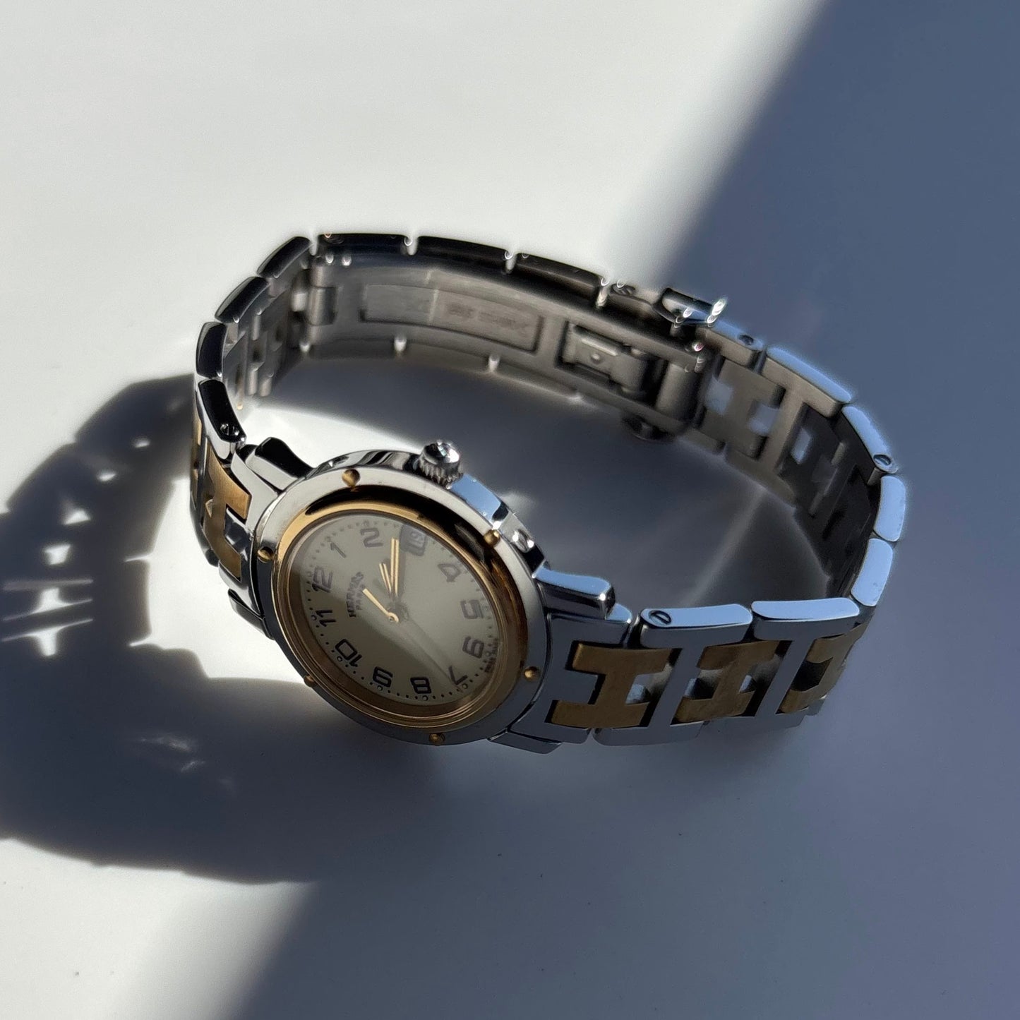 Hermes 1990s Clipper Date Round Dial Watch