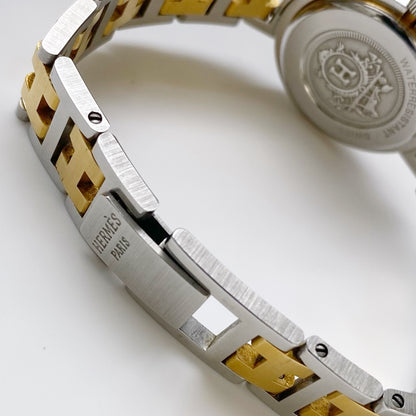 Hermés 1990s Clipper Round Two Tone Watch