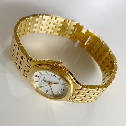 Dior 1990s Date Round Dial Gold Plated Watch