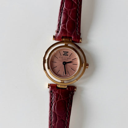 Celine Early 2000s  Round Dial Gold Plated Watch