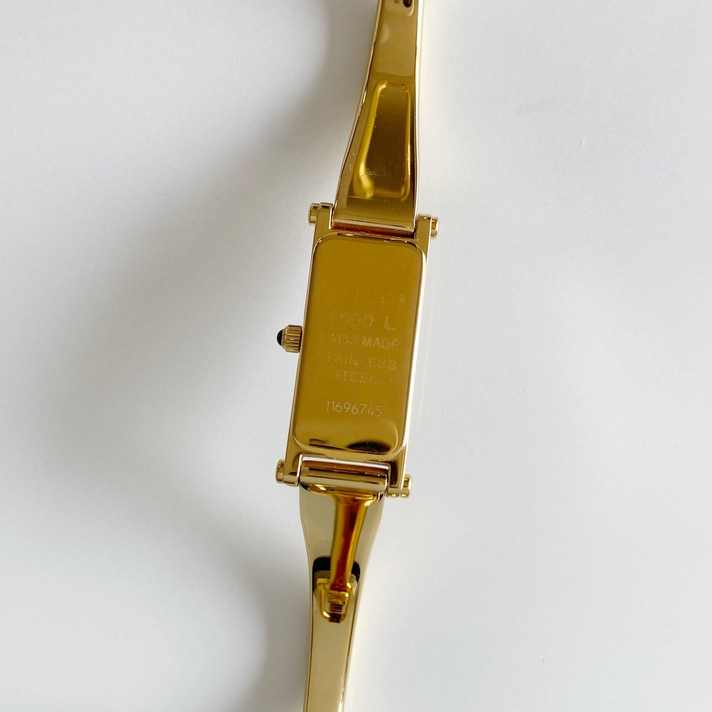 Gucci 1990s Seashell Dial Gold Plated Bangle Watch