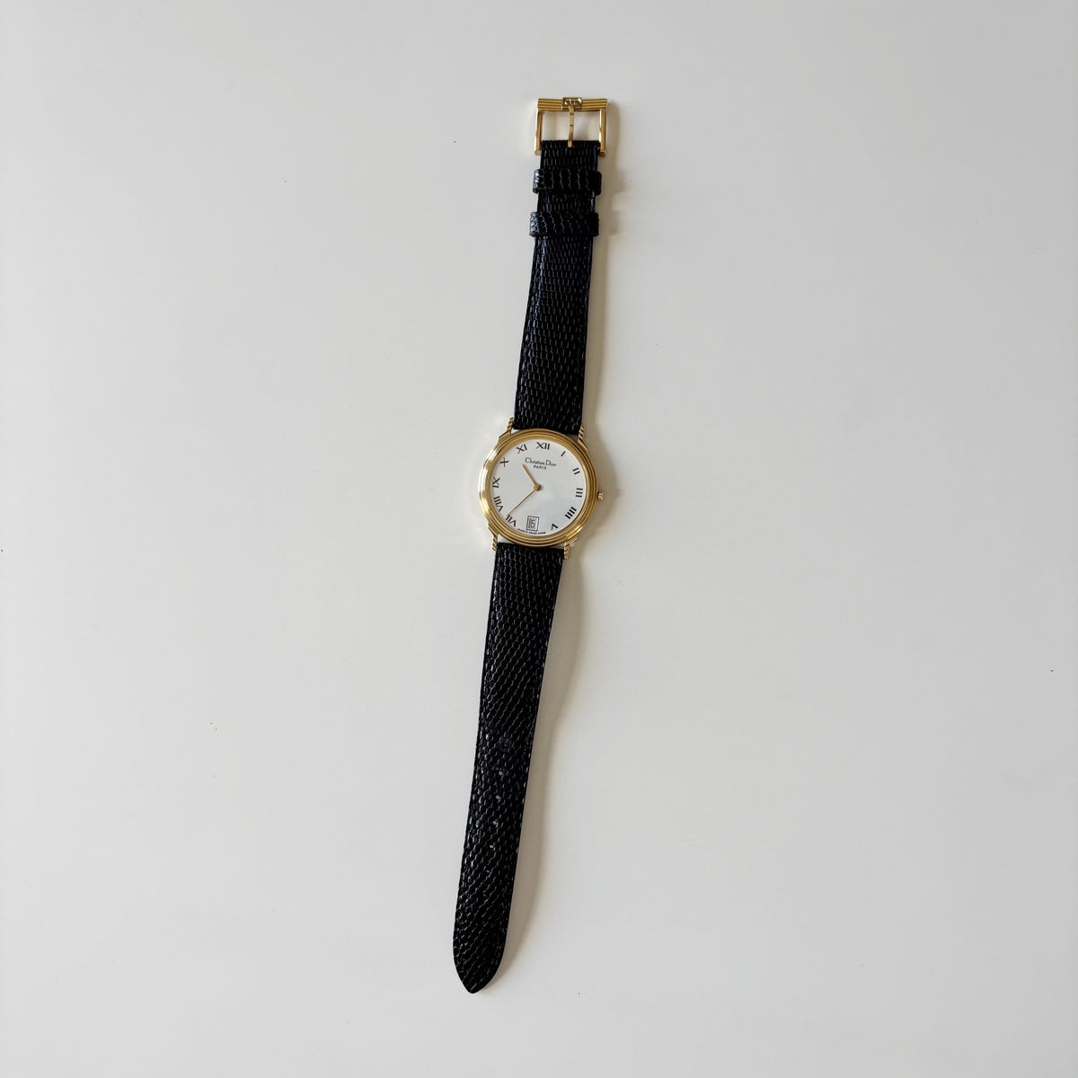Dior 1990s Date Round Dial Gold Plated Watch (Large)