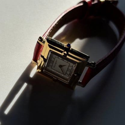 Yves Saint Laurent 1990s Square Dial Gold Plated Watch