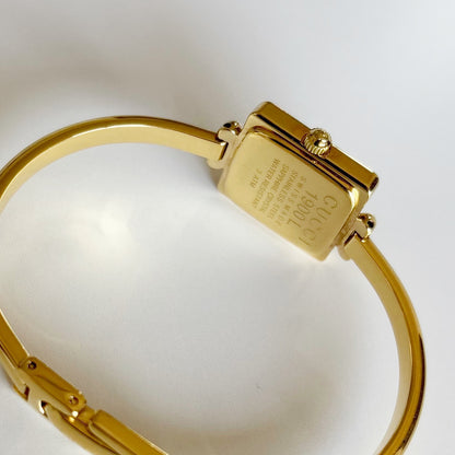 Gucci 1990s Square Dial Gold Plated Bangle Watch