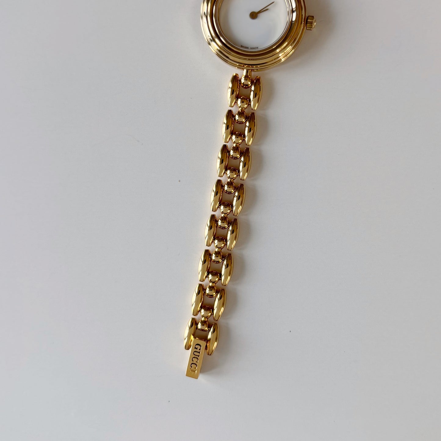 Gucci 1990s Interchangeable Bezel Gold Plated Race Chain Watch with case, 6 bezels (160mm)