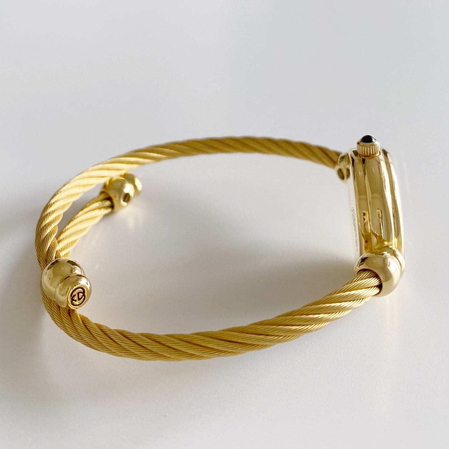 Gucci 1990s Black Dial Gold Plated Bangle Watch