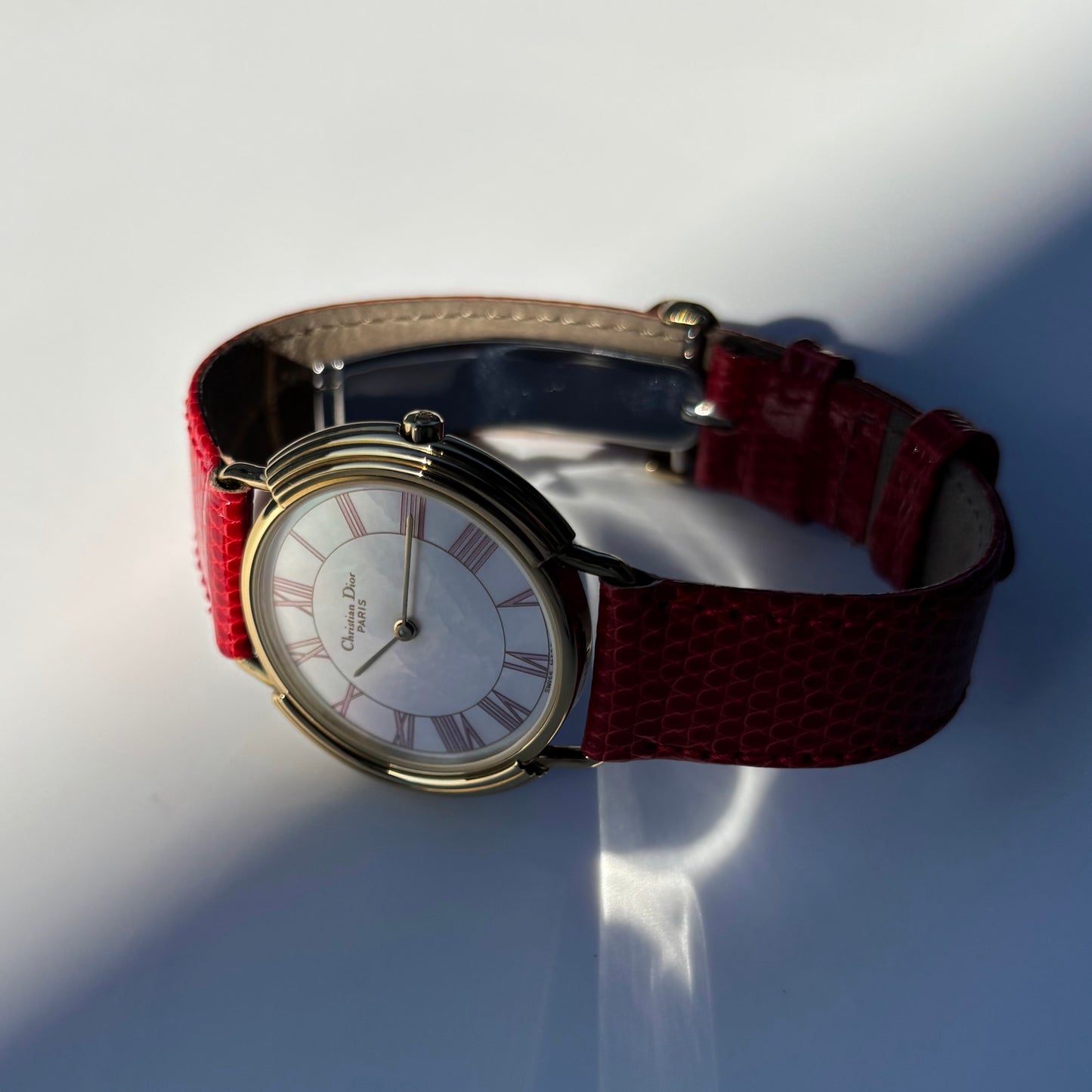 Dior 1990s Seashell Dial Round Gold Plated Watch (Large)