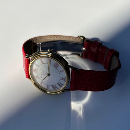 Dior 1990s Seashell Dial Round Gold Plated Watch (Large)