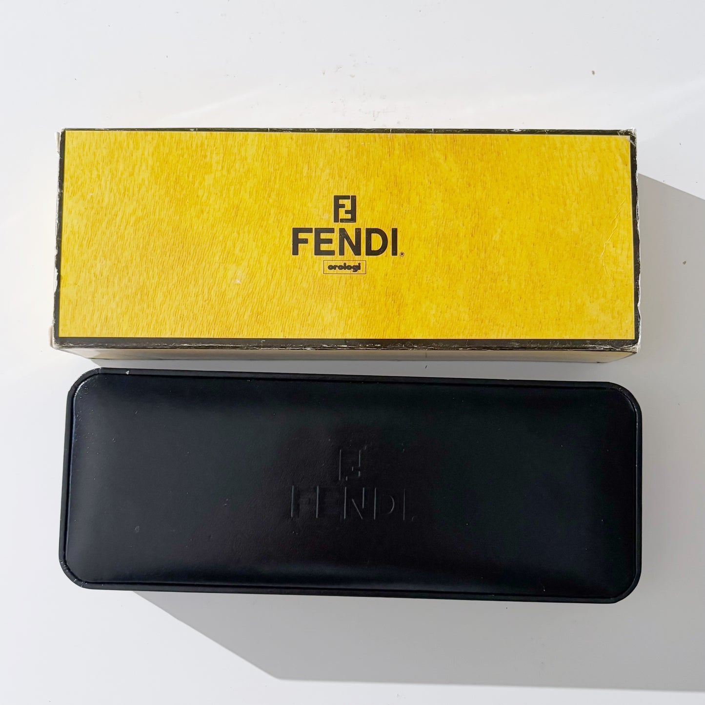 Fendi 1990s Interchangeable Belt Oval Watch with 5 belts, case