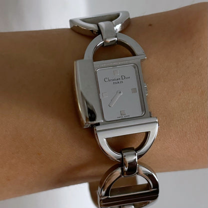 Dior Early 2000s Pandiora Mirrored Silver Watch