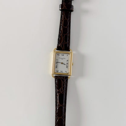 Dior 1990s CD Logo Tank Gold Plated Watch