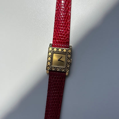 Dior 1990s Interchangeable Strap Gold Plated Watch with 4 straps, case