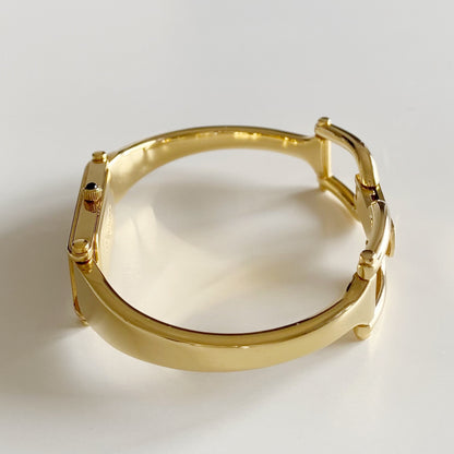 Gucci 1990s Gold Dial Gold Plated Bangle Watch