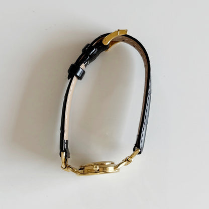 Gucci 1990s Seashell Dial Gold Plate Horsebit Watch