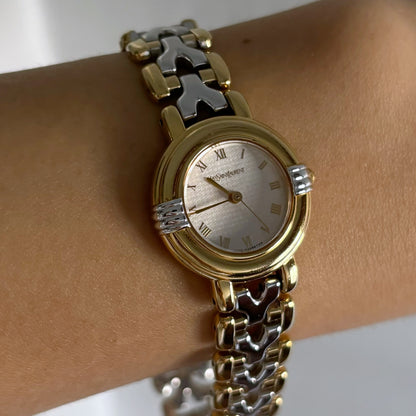 Yves Saint Laurent 1990s Round Two Tone Watch