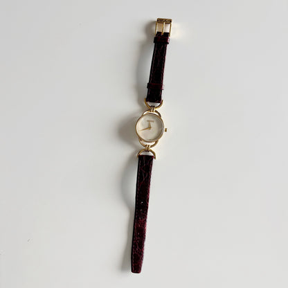 Gucci 1990s Seashell Dial Gold Plated Horsebit Watch