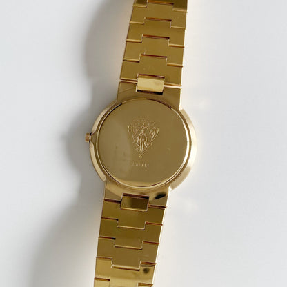 Gucci 1990s Black Dial Gold Plated Watch (Large)