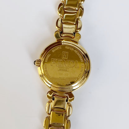 Fendi 1990s Seashell Dial Round Gold Plated Watch