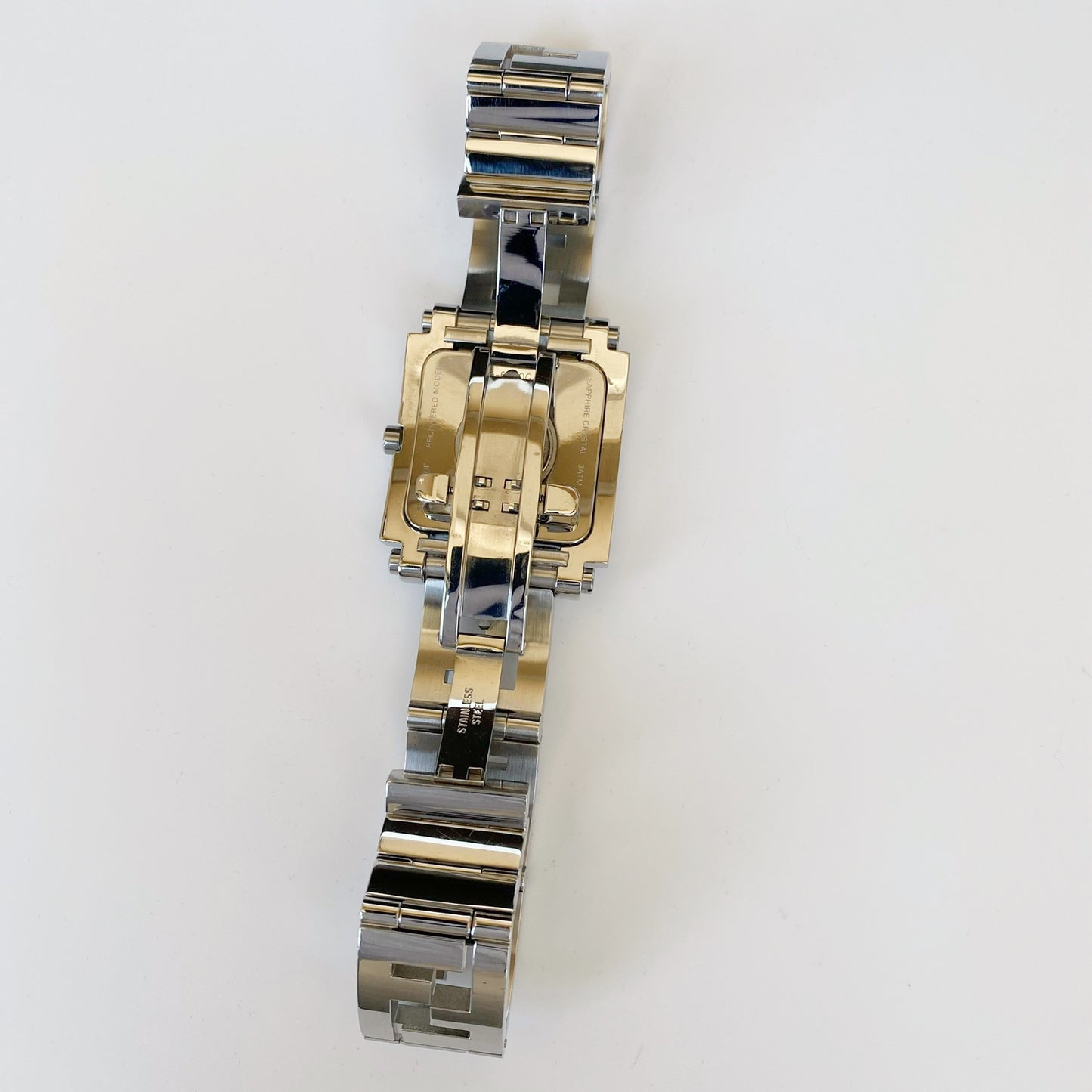 Fendi 1990s Black Dial Date Square Stainless Steel Watch