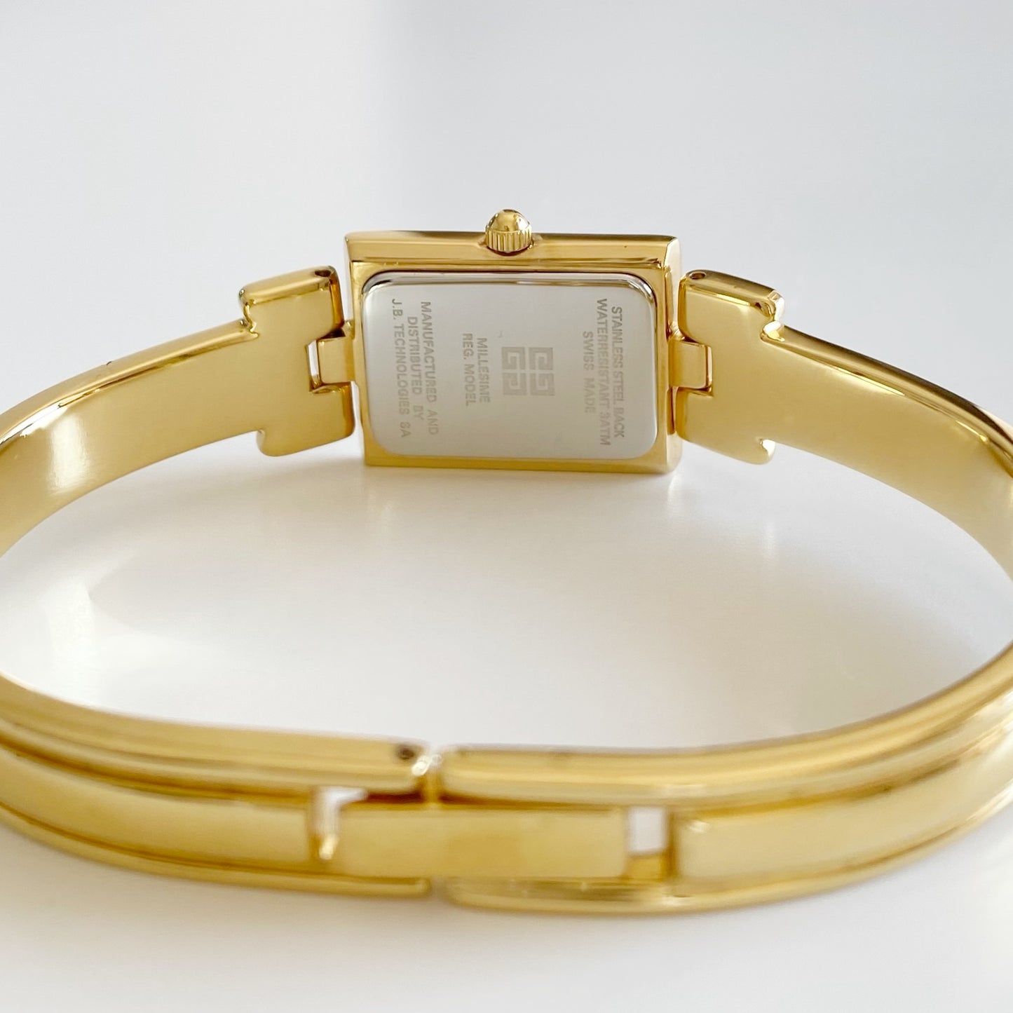 Givenchy 1990s Navy Dial Gold Plated Bangle Watch